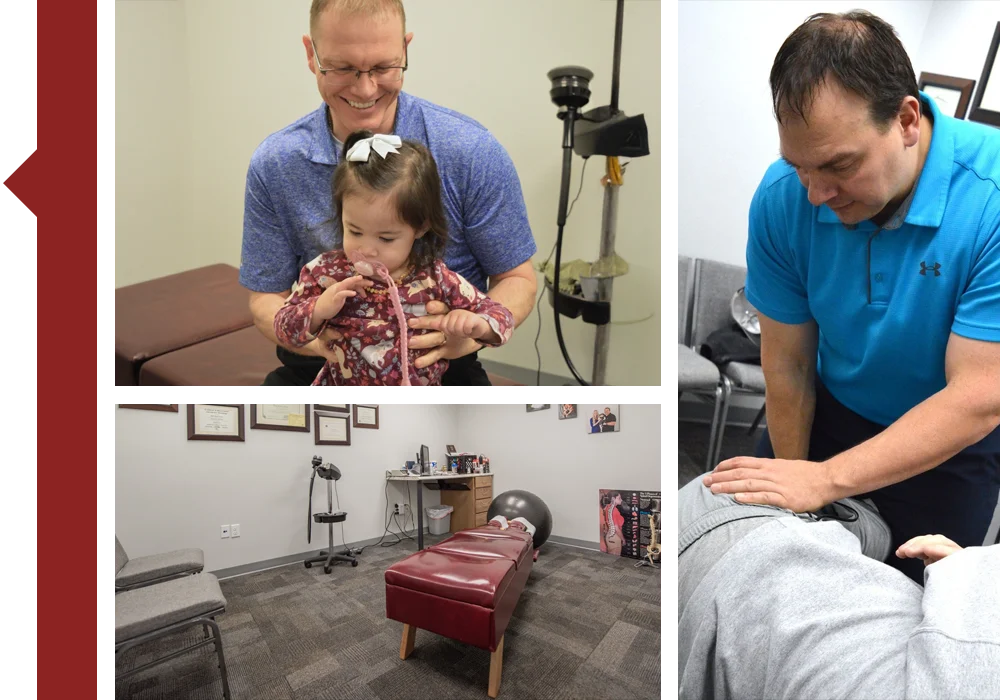 Drs. Todd Dorval and Tyler Leintz providing adjustments to patients